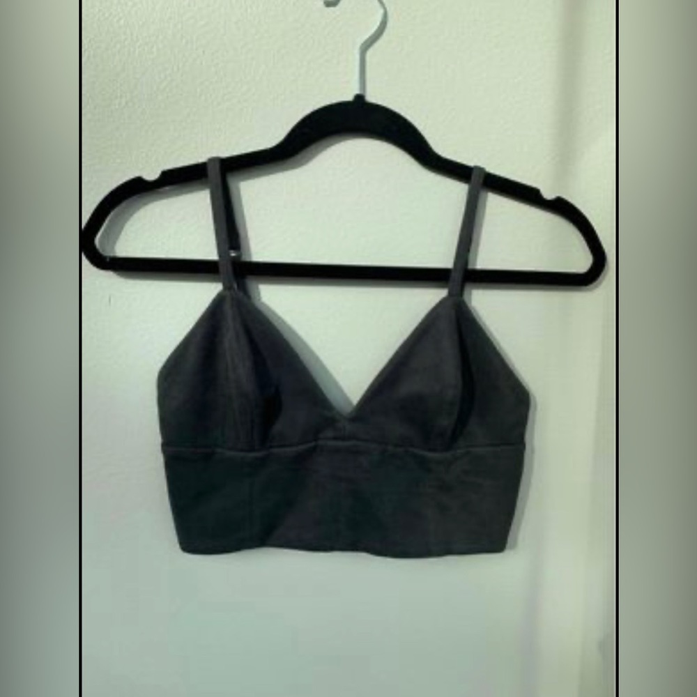 Aritzia Talula Suede Bralette Crop Top in Charcoal Small Size 6